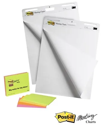 3M Post-it Super Sticky - Stafelliblokk - 635 x 762 mm - 30 ark (pakke med 2)